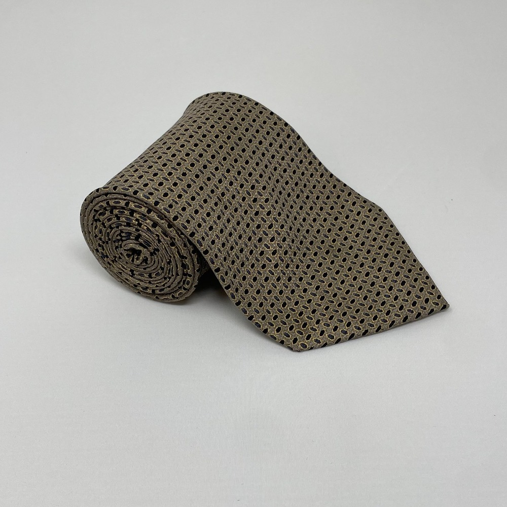 Gasparo Gold Geometric Silk Handmade Vintage Tie Necktie